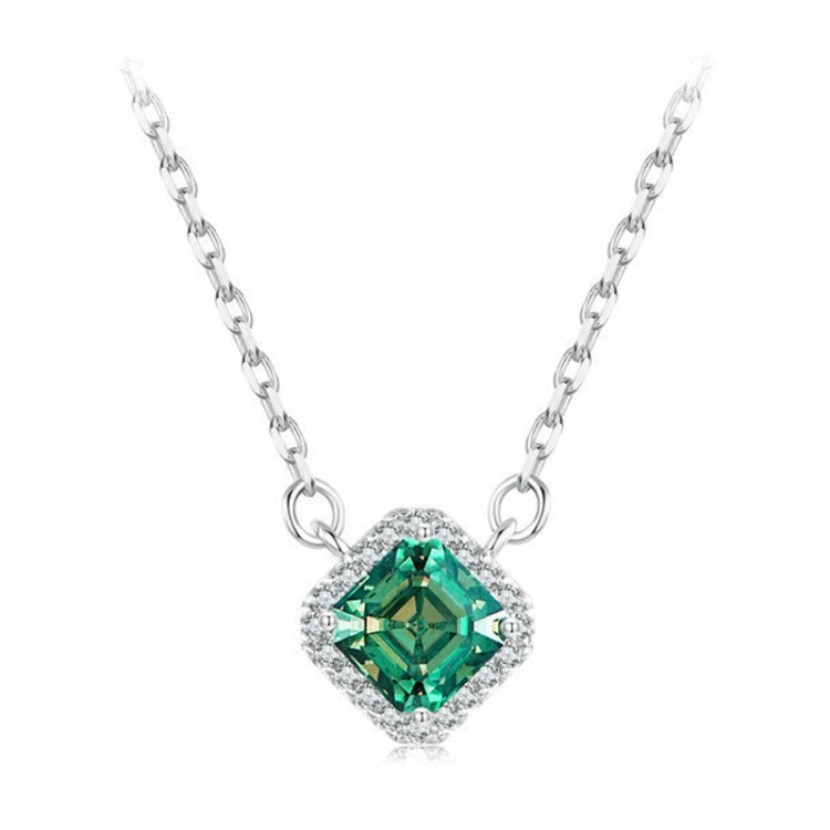 S925 Sterling Silver Moissanite Necklace Platinum Plated Jewelry Pendant(MSN030)