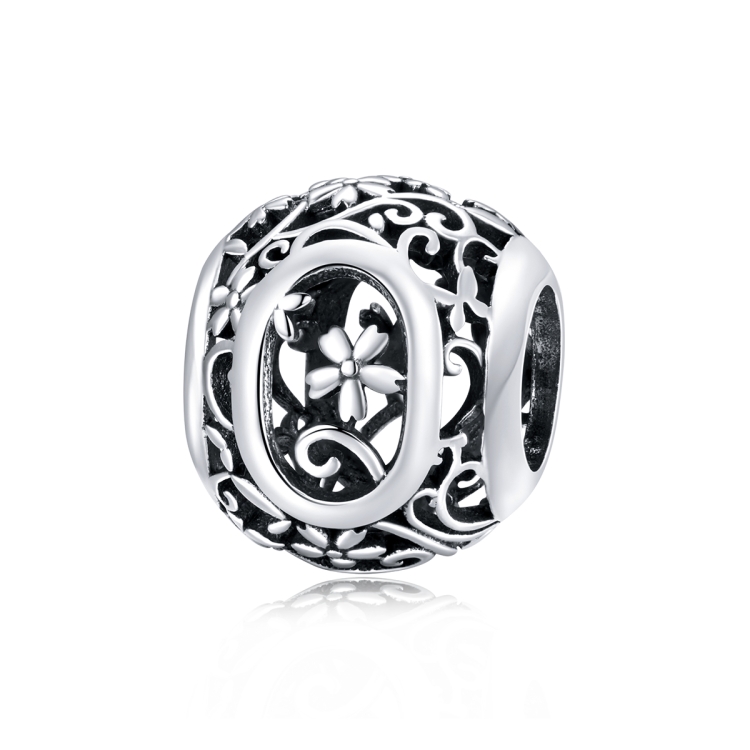 S925 Sterling Silver Mori Series Hollow Letters Beads DIY Bracelet Necklace Accessories(O)