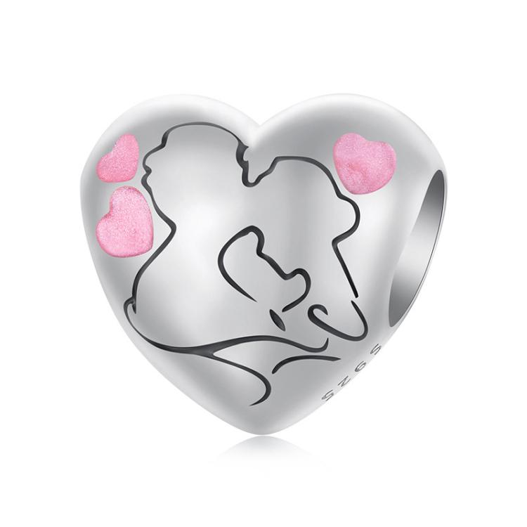 S925 Sterling Silver Oil Drop Couple Kiss Love Beads(SCC2990)