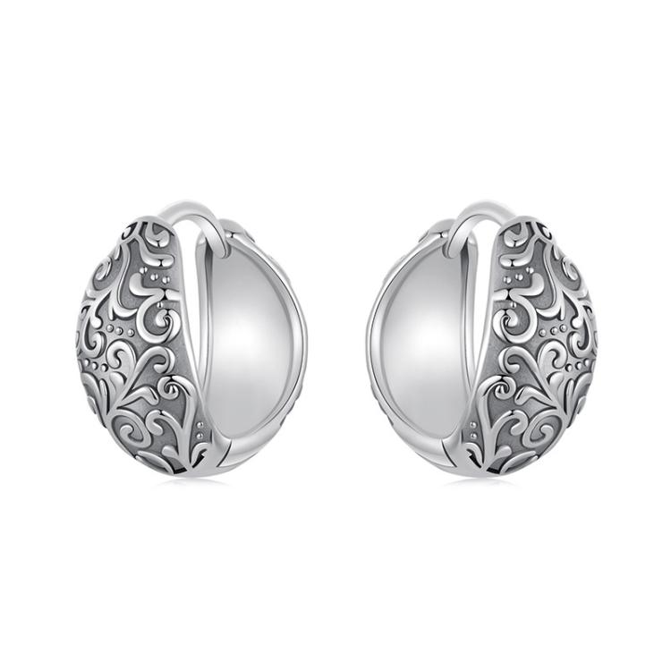S925 Sterling Silver Oxidized Pattern Earrings(SCE1834)