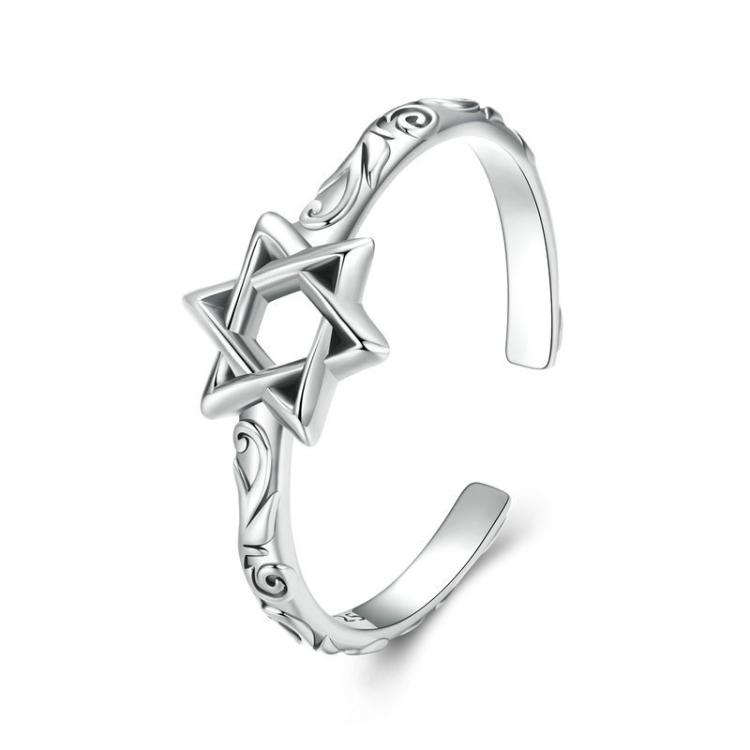 S925 Sterling Silver Oxidized Six-pointed Star Earrings, Model: SCR1078-E