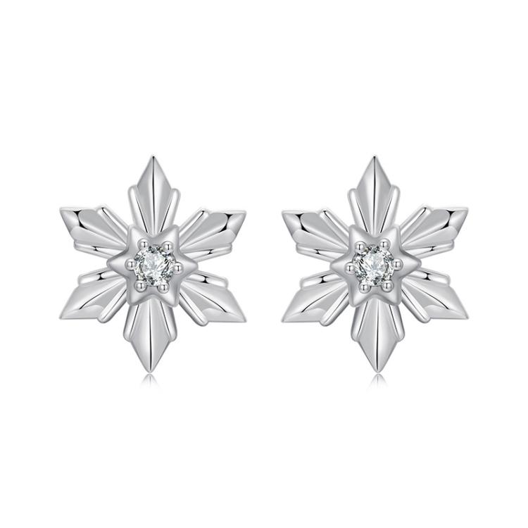 S925 Sterling Silver Oxidized Snowflake Earrings(SCE1841)
