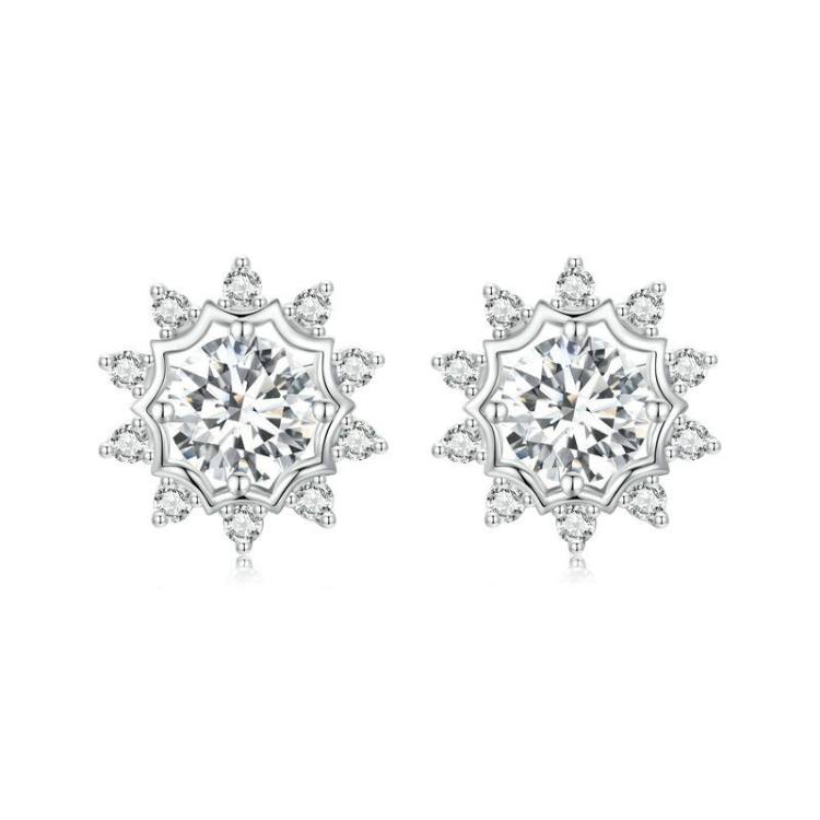 S925 Sterling Silver Plated With White Gold Shining Moissanite Earrings(MSE048)