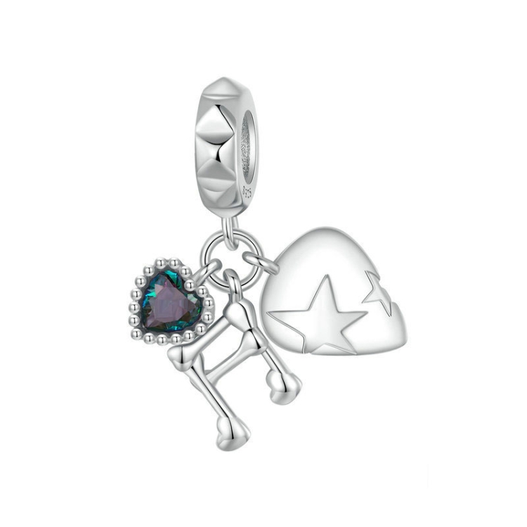S925 Sterling Silver Platinum Note Shape Beaded Jewelry Pendant(SCC2870)
