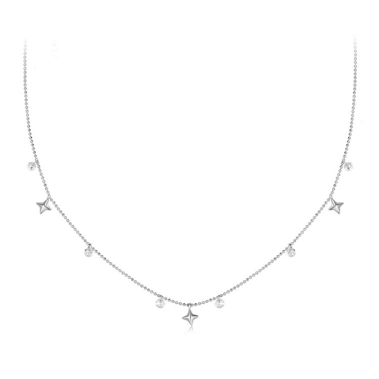 S925 Sterling Silver Platinum-Plated Dynamic Starry Sky Tassel Necklace(BSN414)