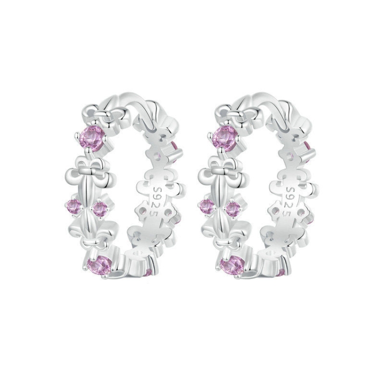 S925 Sterling Silver Platinum-plated Iris Earrings(BSE1046)