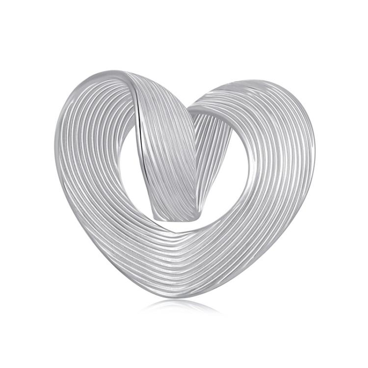 S925 Sterling Silver Platinum-plated Romantic Texture Heart DIY Beads(BSC1081)
