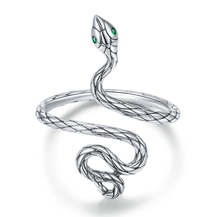 S925 Sterling Silver Platinum-plated Snake Rose Open Ring, Model: BSR199