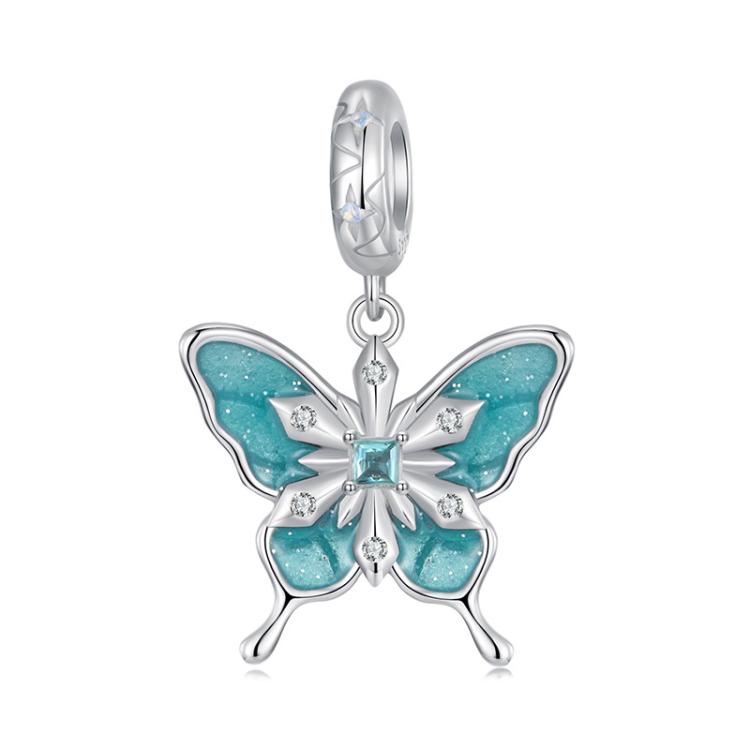S925 Sterling Silver Platinum-plated Snowflake Butterfly DIY Bracelet Pendant(SCC2956)