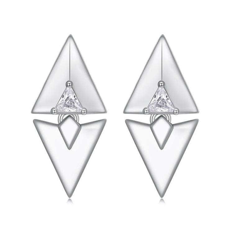S925 Sterling Silver Platinum-Plated Triangle Geometric Ear Stud Quadrangular Earrings(SCE1835)
