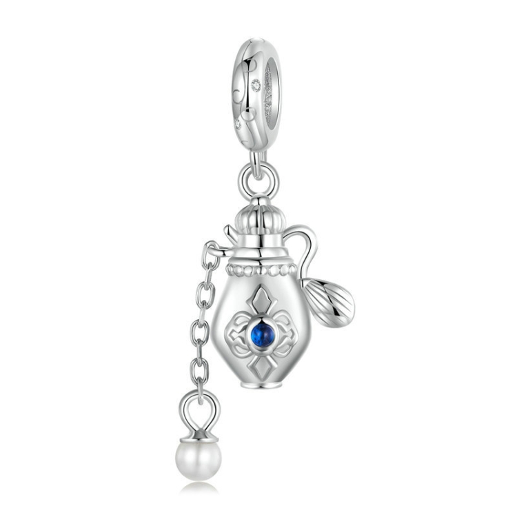S925 Sterling Silver Platinum-plated Vintage Perfume Bottle Pendant DIY Jewelry(SCC2912)