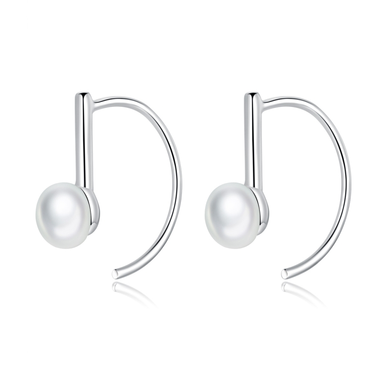 S925 Sterling Silver Shell Beads Simple Earrings, Color:White