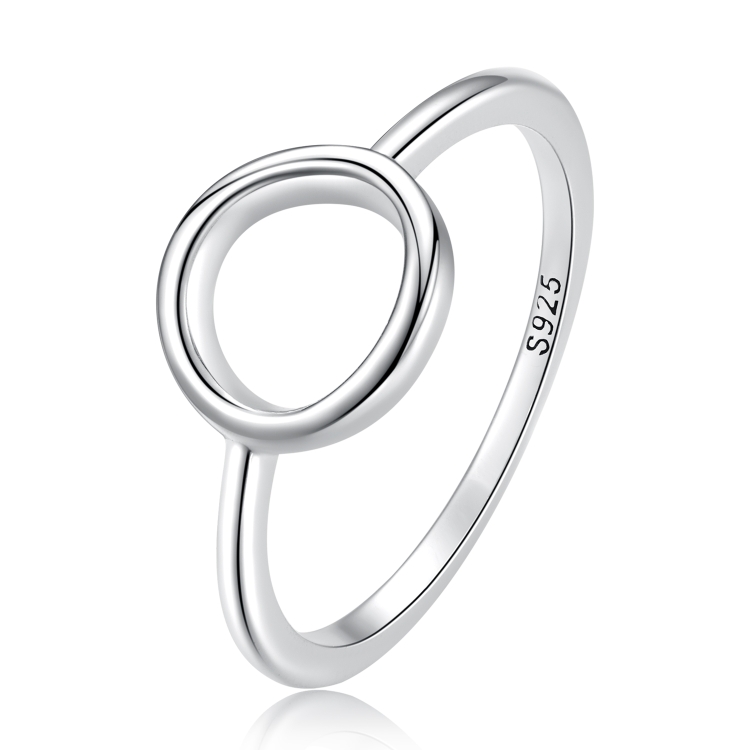 S925 Sterling Silver Simple Ring Women Ring, Size:7