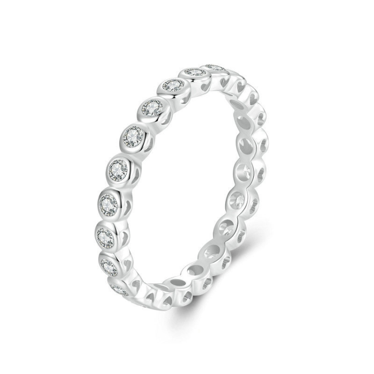 S925 Sterling Silver Sparkling Moissanite Platinum Plated Ring(No.6)