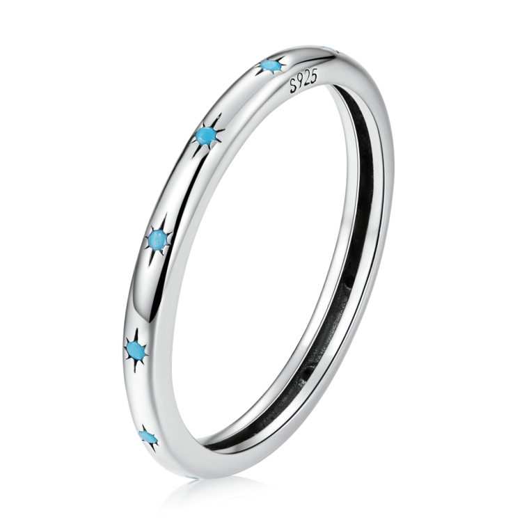 S925 Sterling Silver Star Women Ring, Size:8