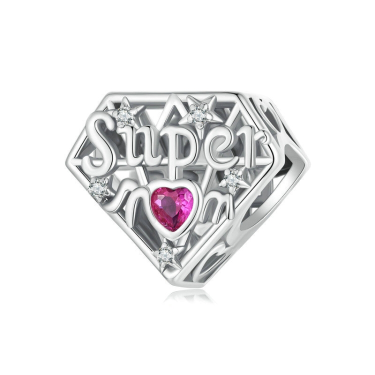 S925 Sterling Silver Super Mom Beaded DIY Jewelry(SCC2766)