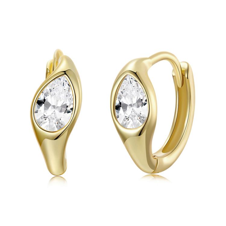 S925 Sterling Silver With Gold-plated Metal Main Stone Earrings(BSE1138)