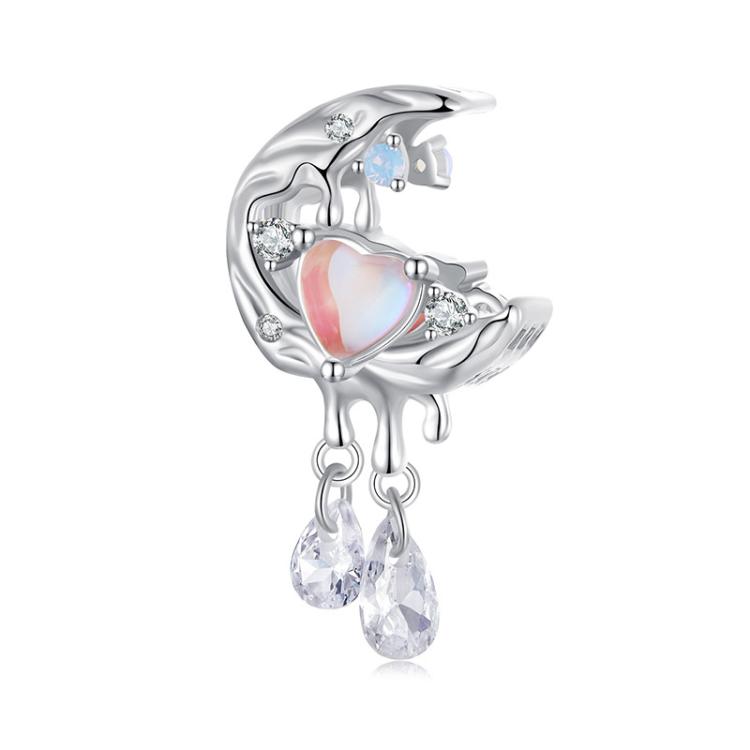 S925 Sterling Silver With Platinum DIY Fantasy Moon Tassel Beads(SCC2936)