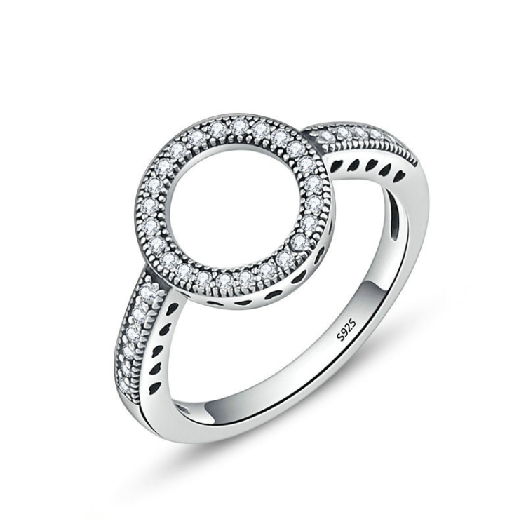 S925 Sterling Silver Womens Inlaid Ring, Size: 7