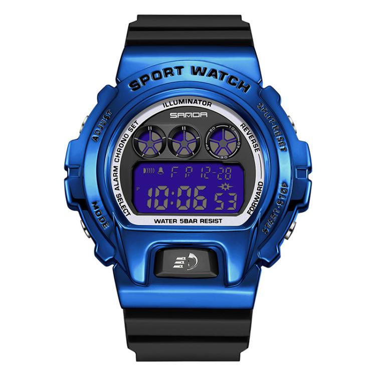 SANDA 2127 Electronic Single Movement Waterproof Sports Watch, Color: Black Blue