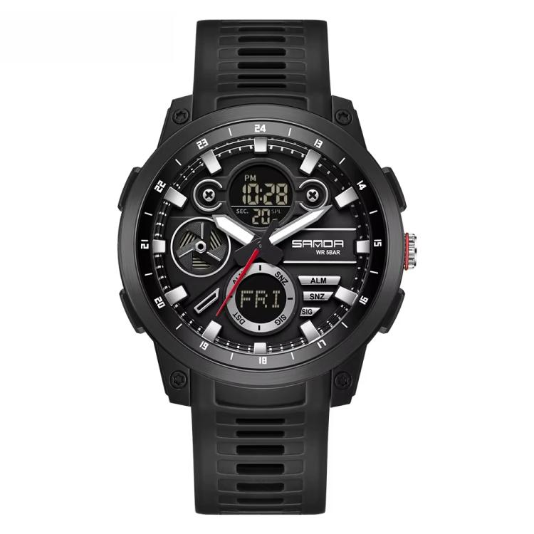SANDA 3379 Sport Waterproof Alarm Clock Reminder Electronic Watch(Black)
