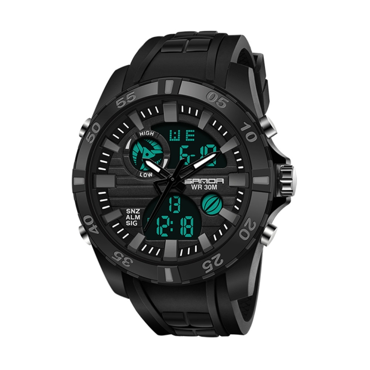 SANDA 791 Watch Genuine Fashion Sports Multifunction Electronic Watch Popular Men luminous Wrist Watch(Black)