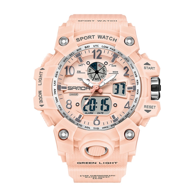 SANDA Couple Electronic Watch Women Personalised Luminous Wristwatch(3306 Cherry Blossom Pink)