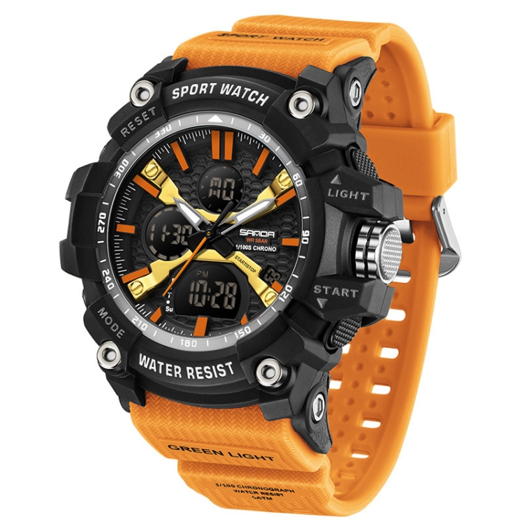 SANDA Men Electronic Watch Outdoor Sports Luminous Watch(Orange)