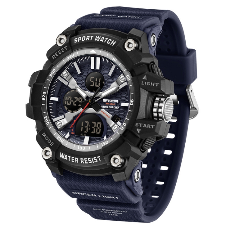 SANDA Men Electronic Watch Outdoor Sports Luminous Watch(Royal Blue)
