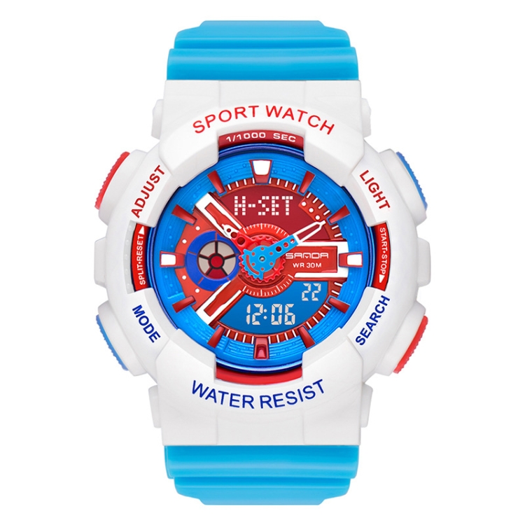 SANDA Outdoor Leisure Waterproof Multifunctional Luminous Electronic Watch(Colorful White Woman)