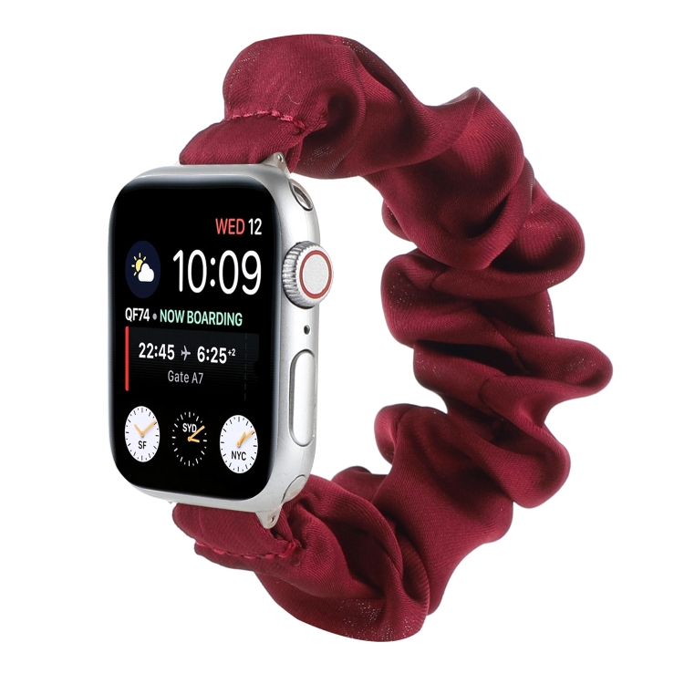 Scarf Hair Tie Watch Band For Apple Watch Series 9&8&7 41mm / SE 3&SE 2&6&SE&5&4 40mm / 3&2&1 38mm(Red Wine)