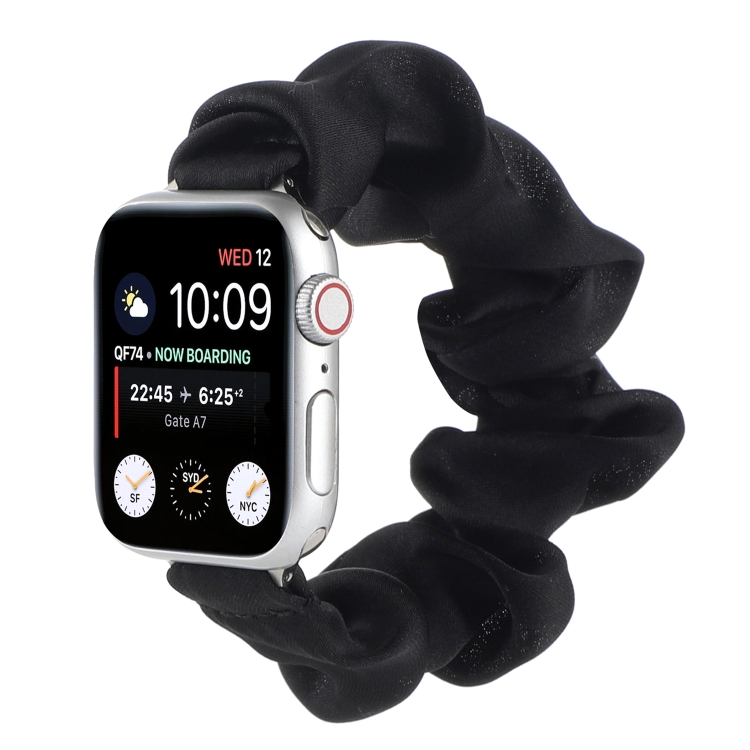 Scarf Hair Tie Watch Band For Apple Watch Ultra 49mm&Watch Ultra 2 49mm / Series 9&8&7 45mm / SE 3&SE 2&6&SE&5&4 44mm / 3&2&1 42mm(Black)