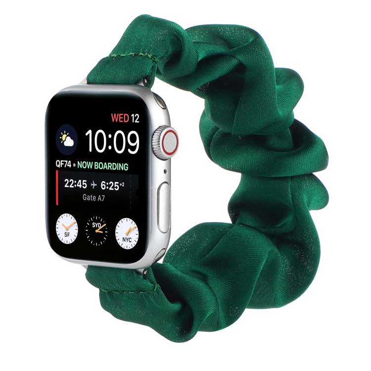 Scarf Hair Tie Watch Band For Apple Watch Ultra 49mm&Watch Ultra 2 49mm / Series 9&8&7 45mm / SE 3&SE 2&6&SE&5&4 44mm / 3&2&1 42mm(Dark Green)