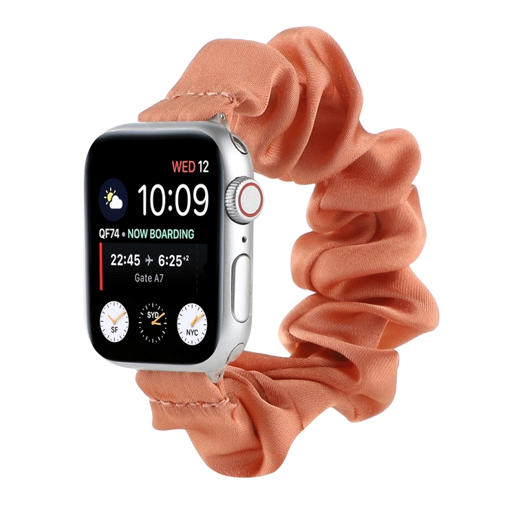 Scarf Hair Tie Watch Band For Apple Watch Ultra 49mm&Watch Ultra 2 49mm / Series 9&8&7 45mm / SE 3&SE 2&6&SE&5&4 44mm / 3&2&1 42mm(Dark Orange)
