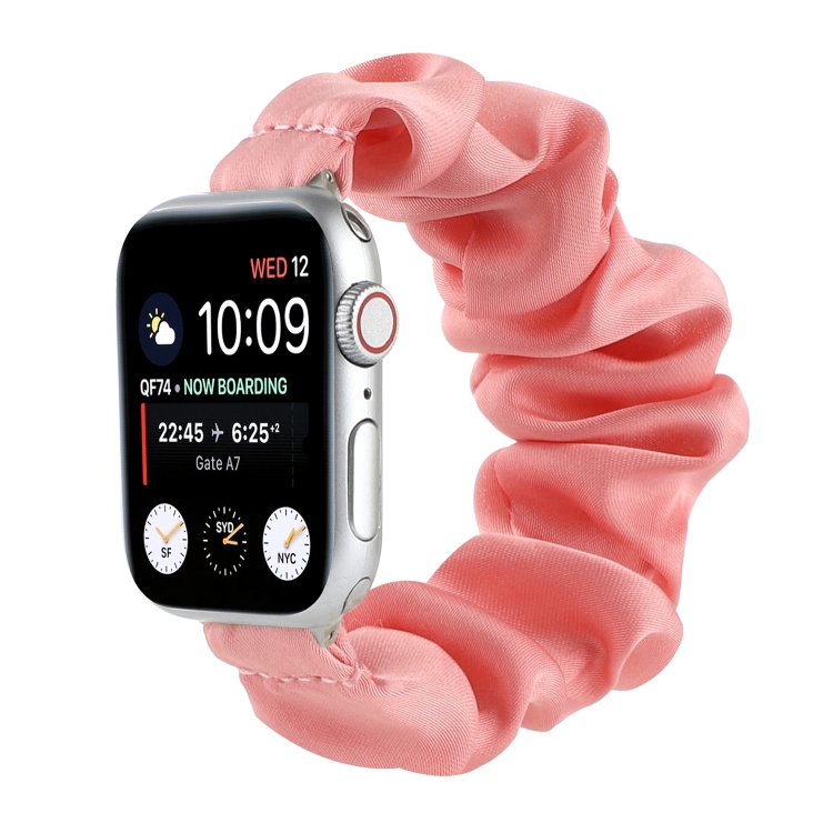 Scarf Hair Tie Watch Band For Apple Watch Ultra 49mm&Watch Ultra 2 49mm / Series 9&8&7 45mm / SE 3&SE 2&6&SE&5&4 44mm / 3&2&1 42mm(Dark Pink)