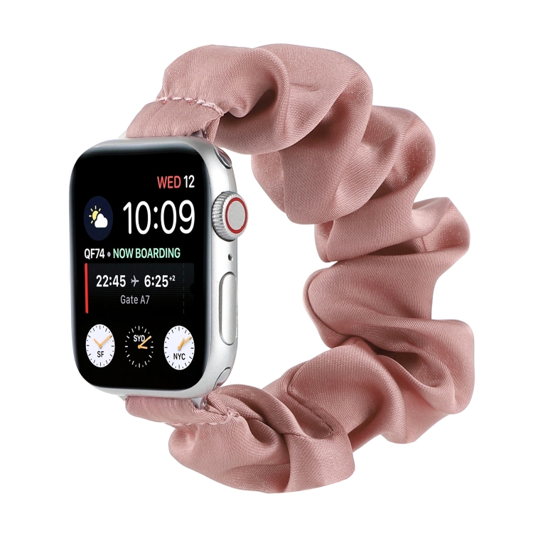 Scarf Hair Tie Watch Band For Apple Watch Ultra 49mm&Watch Ultra 2 49mm / Series 9&8&7 45mm / SE 3&SE 2&6&SE&5&4 44mm / 3&2&1 42mm(Lotus Root Pink)