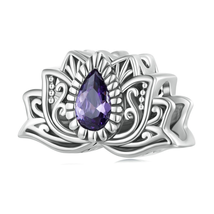 SCC2456 Sterling Silver S925 Zircon Hollow Lotus Bracelet Beads