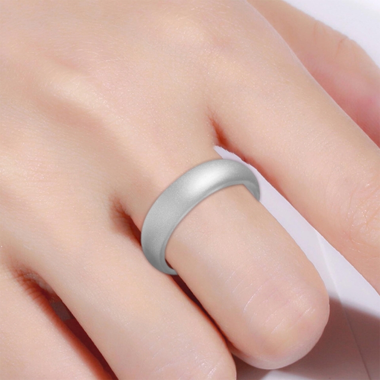 SH100 5.7mm Wide Silicone Ring Glitter Couple Ring No.8(silver)