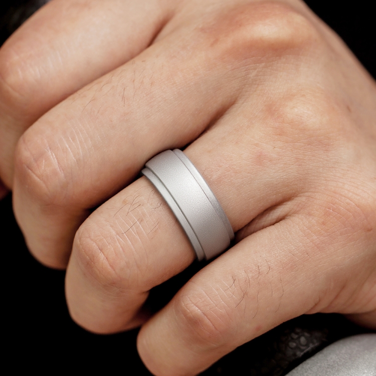 SH800-140 8mm Wide Curved Radian Step Silicone Ring No.7(Light Gray)