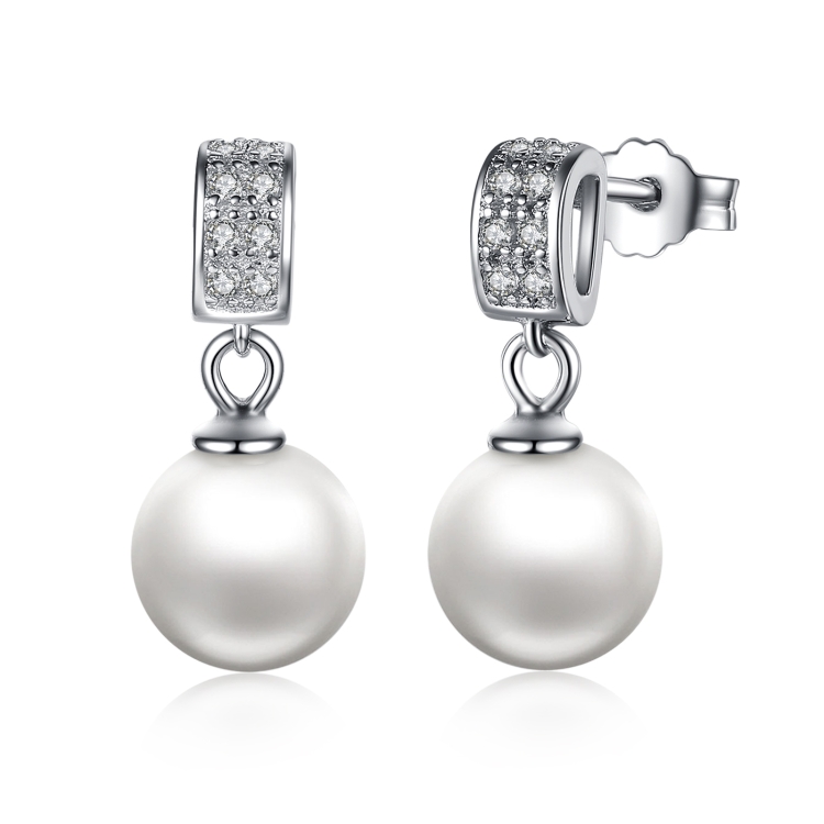 Shell Bead Earrings S925 Sterling Silver Stud Earrings Inlaid Silver Jewelry