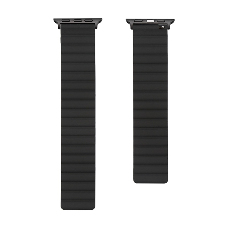 Silicone Magnetic Watch Band For Apple Watch Ultra 49mm&Watch Ultra 2 49mm / Series 9&8&7 45mm / SE 3&SE 2&6&SE&5&4 44mm / 3&2&1 42mm(Black)