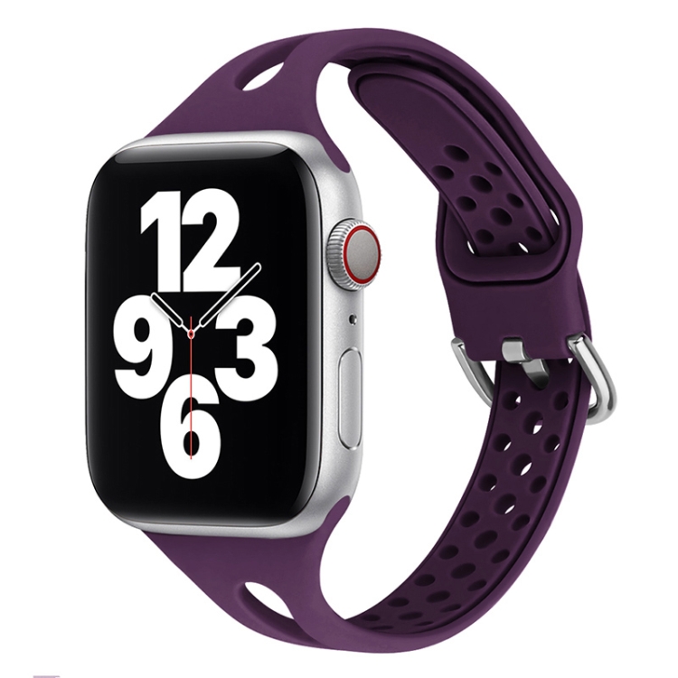 Silicone Watch Band For Apple Watch Series 9&8&7 41mm / SE 3&SE 2&6&SE&5&4 40mm / 3&2&1 38mm(Dark Purple)