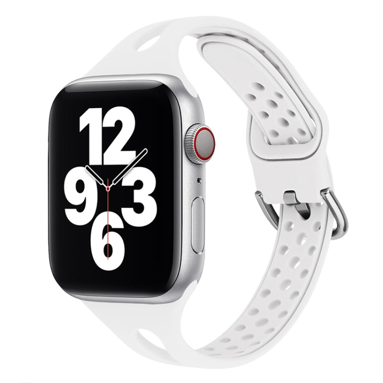 Silicone Watch Band For Apple Watch Series 9&8&7 41mm / SE 3&SE 2&6&SE&5&4 40mm / 3&2&1 38mm(White)