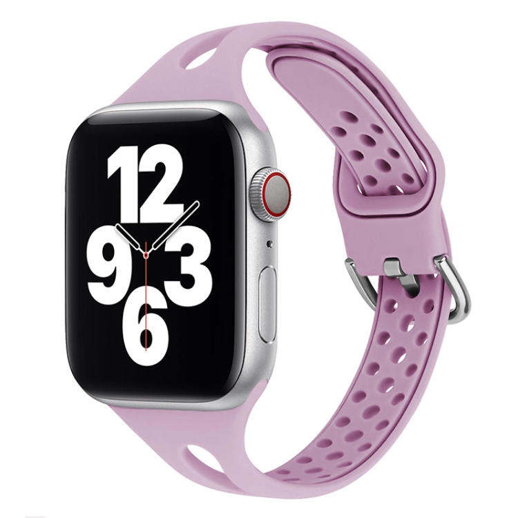Silicone Watch Band For Apple Watch Ultra 49mm&Watch Ultra 2 49mm / Series 9&8&7 45mm / SE 3&SE 2&6&SE&5&4 44mm / 3&2&1 42mm(Light Purple)