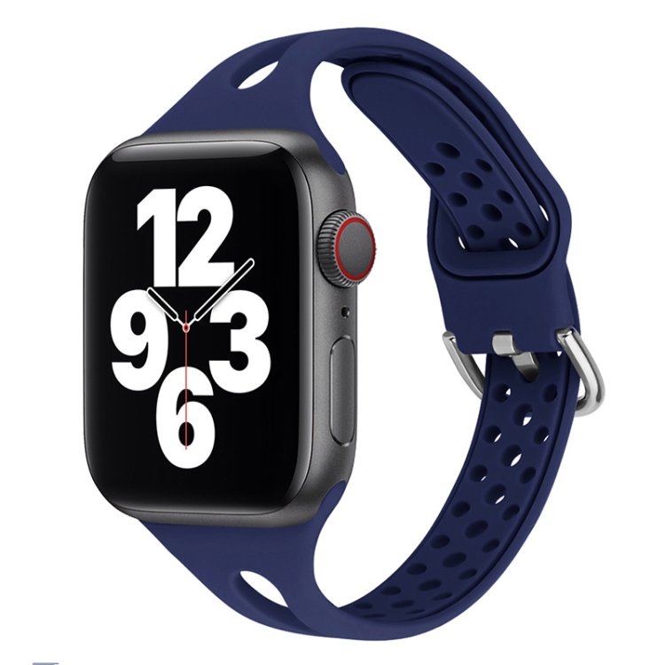Silicone Watch Band For Apple Watch Ultra 49mm&Watch Ultra 2 49mm / Series 9&8&7 45mm / SE 3&SE 2&6&SE&5&4 44mm / 3&2&1 42mm(Midnight Blue)