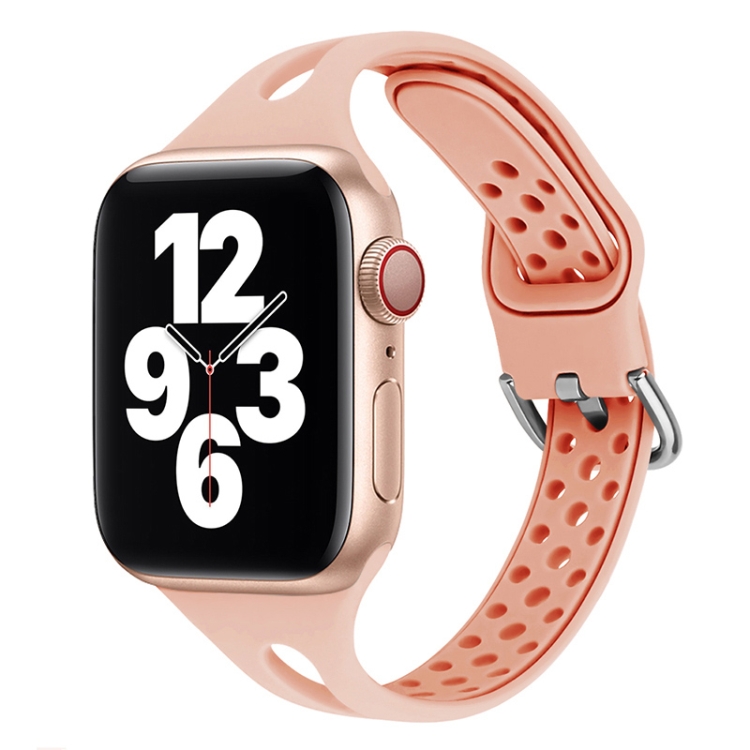 Silicone Watch Band For Apple Watch Ultra 49mm&Watch Ultra 2 49mm / Series 9&8&7 45mm / SE 3&SE 2&6&SE&5&4 44mm / 3&2&1 42mm(Pink Sand)