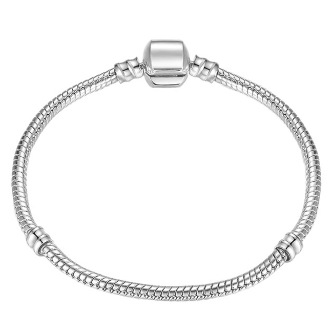 Silver Snake Chain Link Bracelet, Length:21cm(Silver Plated)