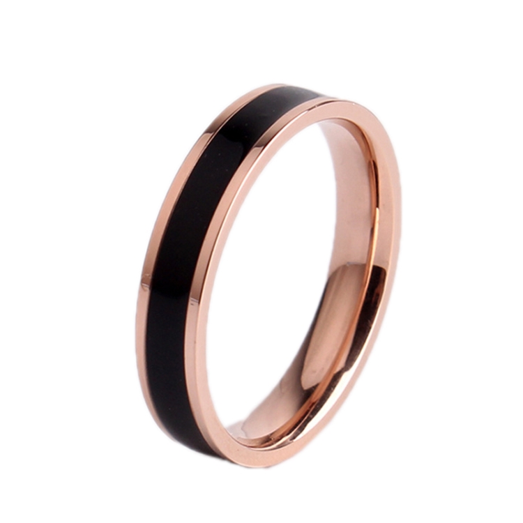 Simple Black White Epoxy Couple Ring Women Titanium Steel Ring Jewelry, Size: US Size 3(Black Glue Rose Gold)