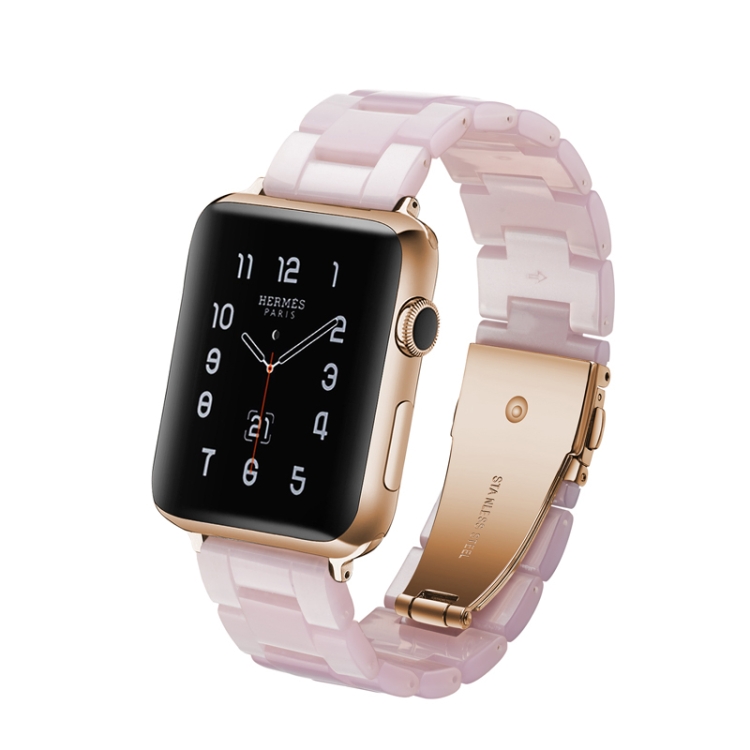 Simple Fashion Resin Watch Band for Apple Watch Series 5 & 4 44mm & Series 3 & 2 & 1 42mm(Pink)