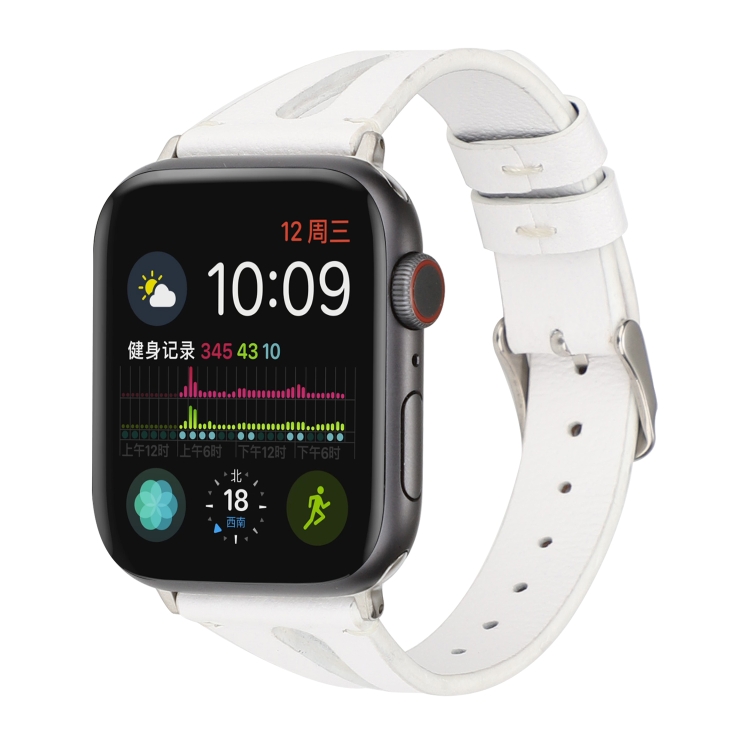 Simple V-shaped Leather Watch Band for Apple Watch Ultra 49mm&Watch Ultra 2 49mm / Series 10 46mm / 9&8&7 45mm / SE 3&SE 2&6&SE&5&4 44mm / 3&2&1 42mm(White)